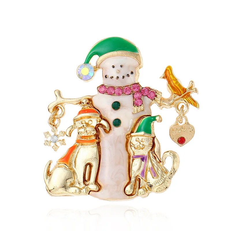 Cute Snowman Brooches Girls Christmas Pins Alloy Metal Women Gifts For Women Lady Classical Fashion Sweater Decoration Pins