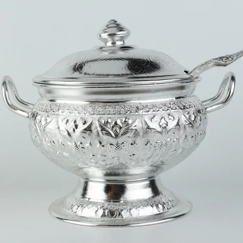 

Thailand tin tableware Tom Yam Kung soup pot with lid Thai restaurant kitchenware sweet soup container rice cooker pan