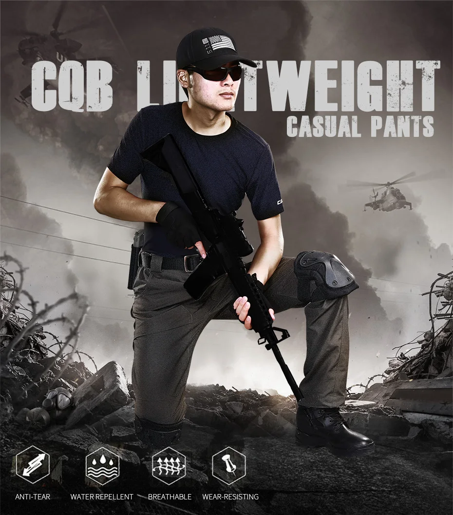 CQB Outdoor Sports Tactical Camping Men's Pants Water Repellent Breathable Wear-resisting Slim Fit Trousers for hiking