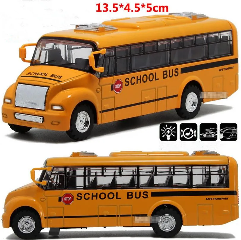 Alloy City School Bus Toy Model Car Light Music For Baby Kids Children Playing Games (1)