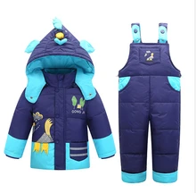 Winter Down Jackets For Boys Girls Kids Snowsuit Children Clothes Warm Jacket Toddler Outerwear Coat+Pant Clothing Set Jumpsuit