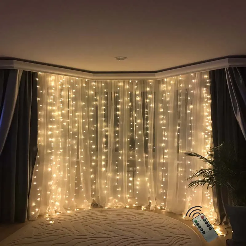 

Remote Control 3* 3M 300LED indoor Home Xmas Decorative String Fairy Curtain Strip Garlands Party Lights For Wedding Decoration