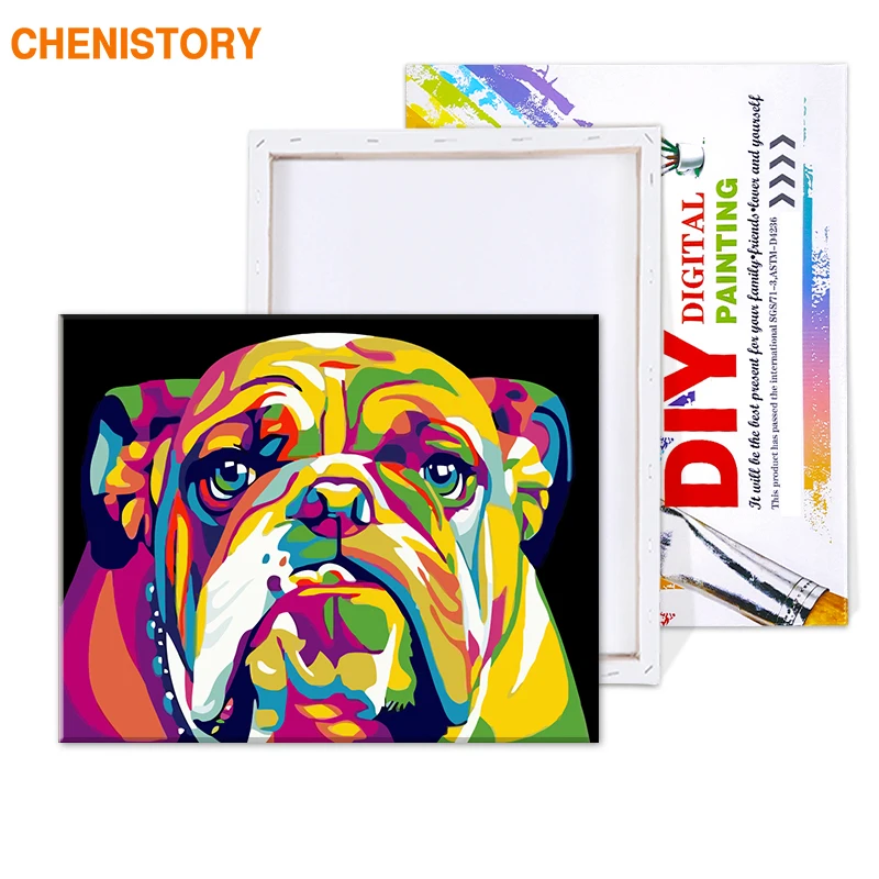 CHENISTORY Dog DIY Краска по номерам животные краска каллиграфия акриловая краска по номерам для домашнего декора 40x50 см художественные работы