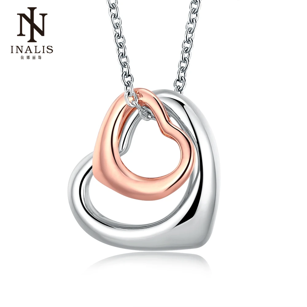 

INALIS Brand Gold-Color White Gold Color Luxury Brand Heart Necklaces & Pendants Fashion Jewelry for Women