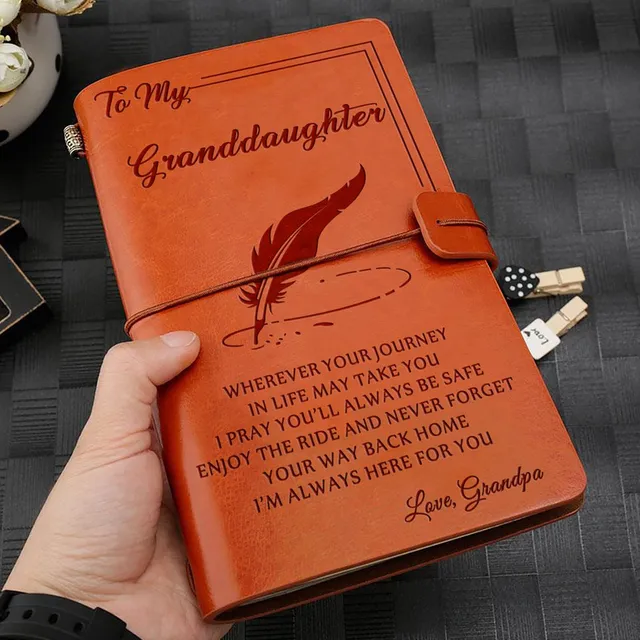 To My Daughter From Dad Mom Engraved Leather Journal Notebook Diary Gift 4 Types