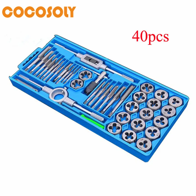 40pcs/set tap and die set M3M12 Screw Thread Metric Plugs Taps & Tap