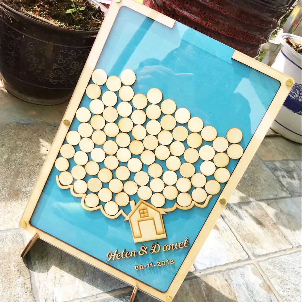 Personalized names wedding date drop box signature guestbook alternative visits drop top  alternate guests  rustic wedding gift1