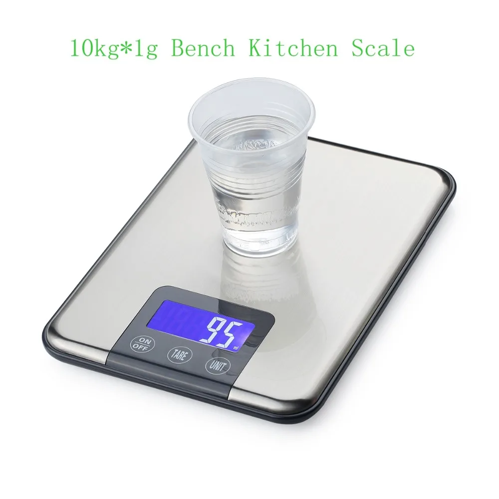 Digital de Aço Balanças de Cozinha Gramas de Peso Luz de Fundo Escala Inoxidável Fino Food Diet Eletrônico Toque Equilíbrio Azul 10 kg 1g