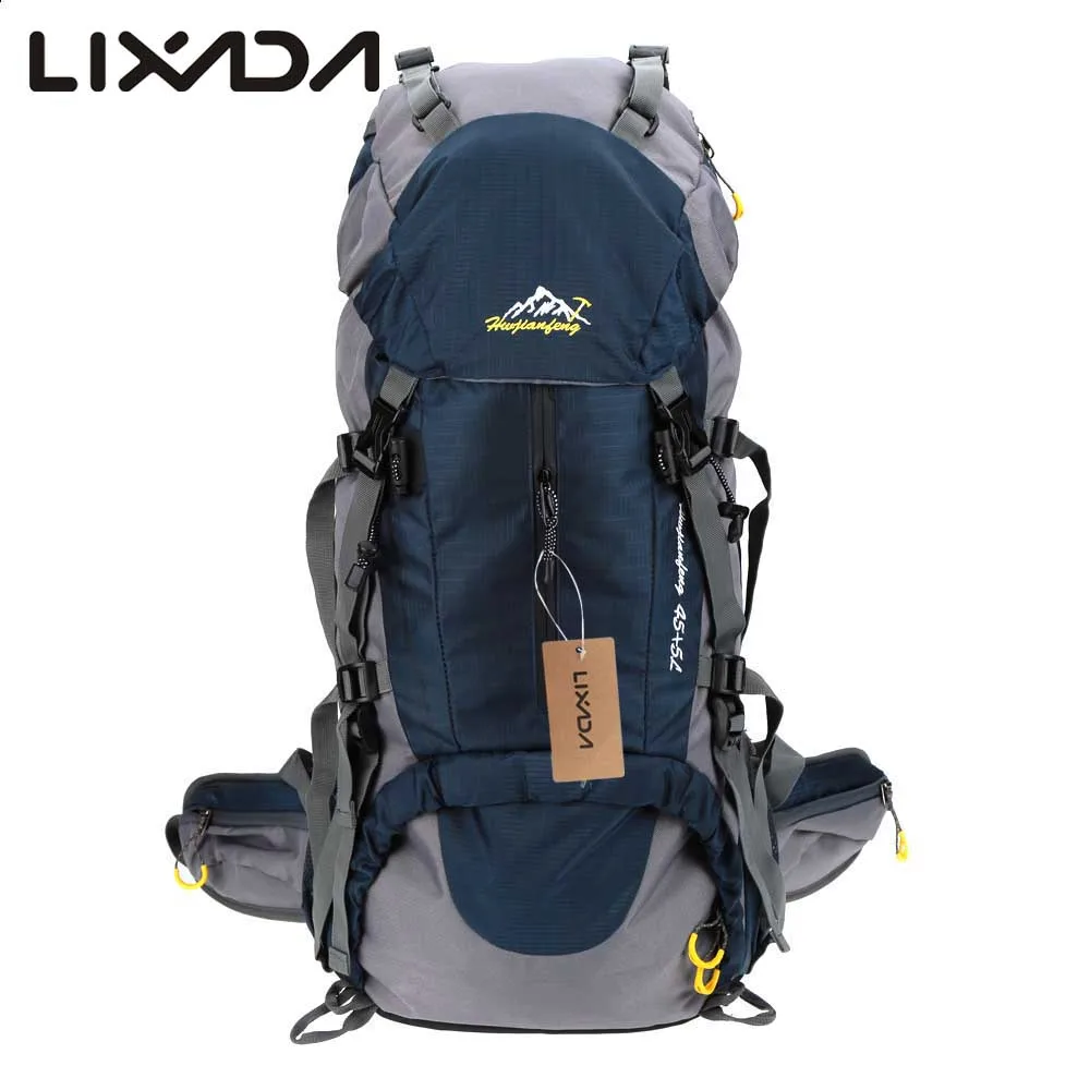 Lixada 50L Водонепроницаемый Открытый спортивный походный туристический рюкзак для путешествий рюкзак для альпинизма дождевик - Цвет: Синий цвет