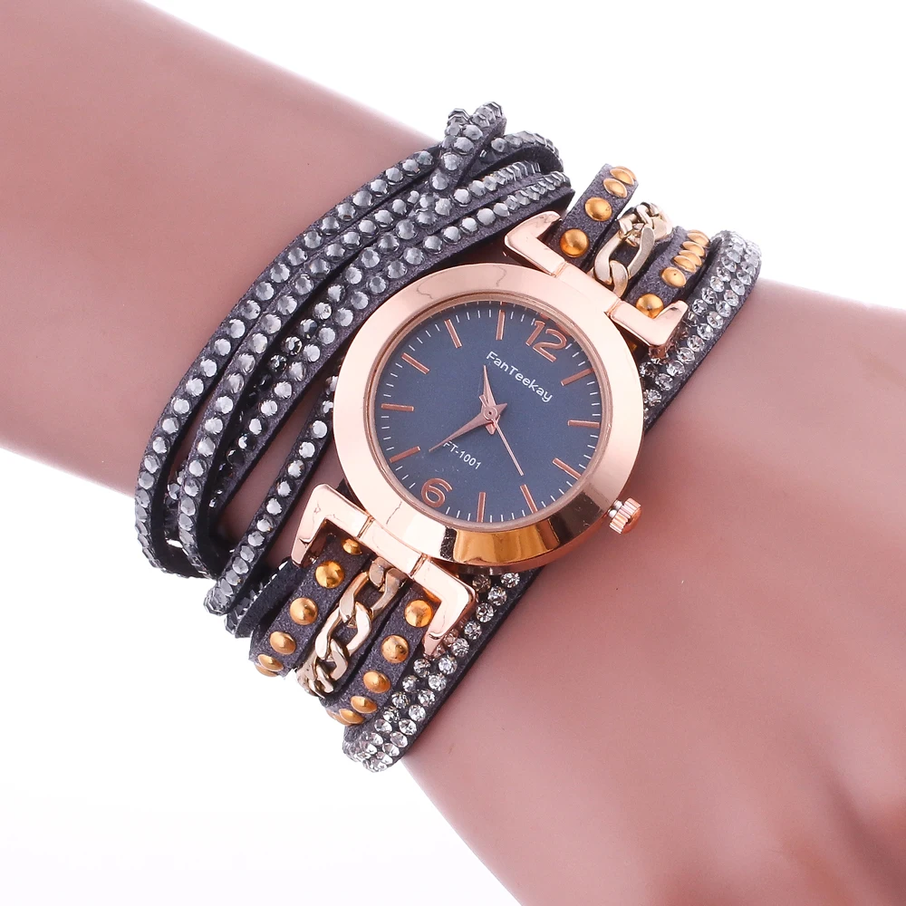 Новые модные винтажные часы-браслет женские часы со стразами роскошные кожаные Наручные часы женские кварцевые часы Relogio Feminino подарок
