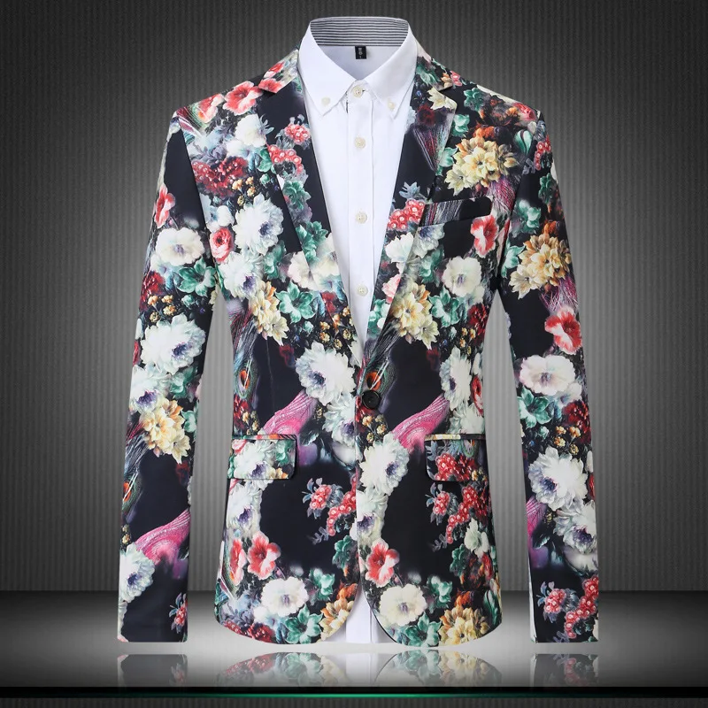 Flower suit male 2018 spring and autumn Korean men's personality casual