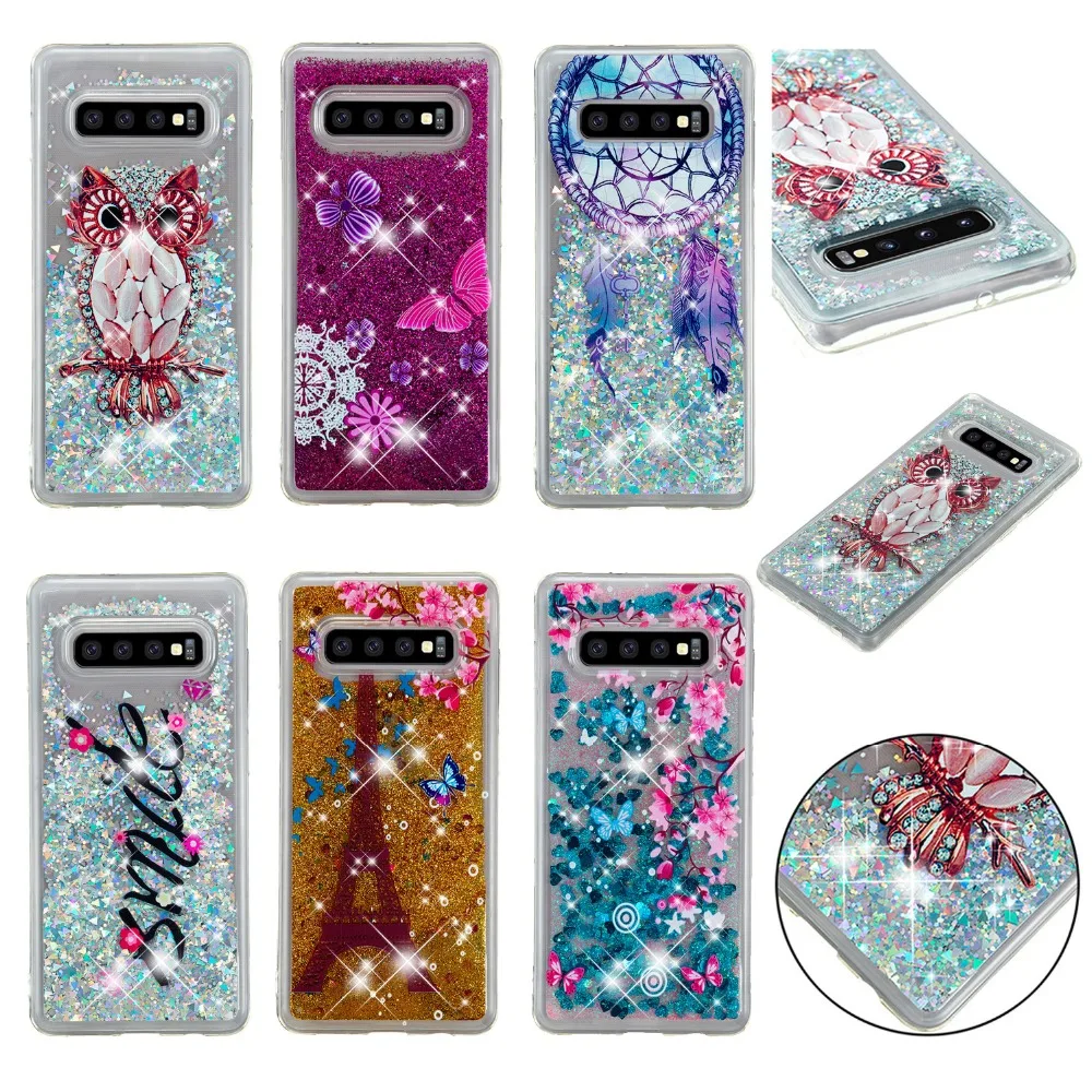 

For Samsung Galaxy S10 Plus S10E Case Liquid Glitter Silicone owl Tower Cover For Samsung Galaxy S10 Lite S 10 Phone Cases