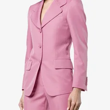 Зимняя дизайнерская розовая куртка для подиума, женское Элегантное однобортное пальто с карманом, рождественское официальное пальто, одежда