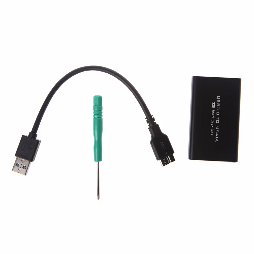 

USB 3.0 TO MSATA Cable SSD Enclosure Hard Disk Box External Mobile Drive Case Black Support UASP function