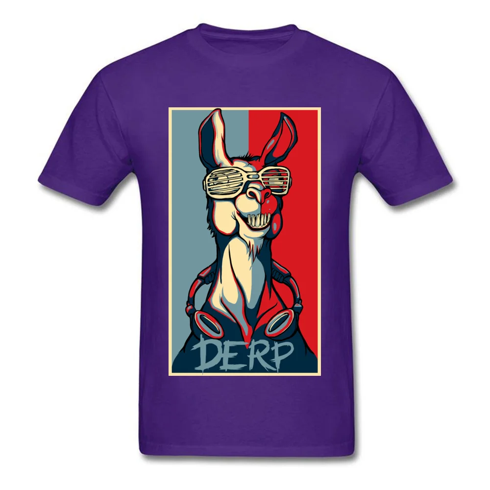 Casual Derp Llama Design Short Sleeve Lovers Day Tees Hip Hop Round Neck 100% Cotton Tee-Shirt Man T-shirts Top Quality Derp Llama purple