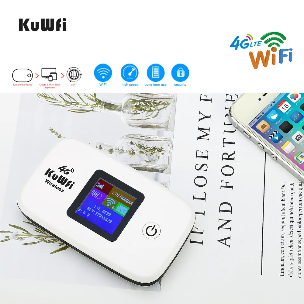 KuWFi разблокированный 4G LTE беспроводной маршрутизатор 150 Мбит/с вне путешествия Wi-Fi маршрутизатор 3g/4 г мобильный Wifi точка доступа поддержка LTE FDD B1/B3/B5