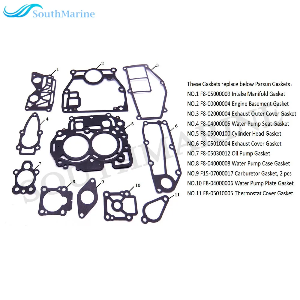 Лодка двигателя полный Мощность головы прокладка комплект для Parsun HDX Макара лодочных моторов F8 F9.8