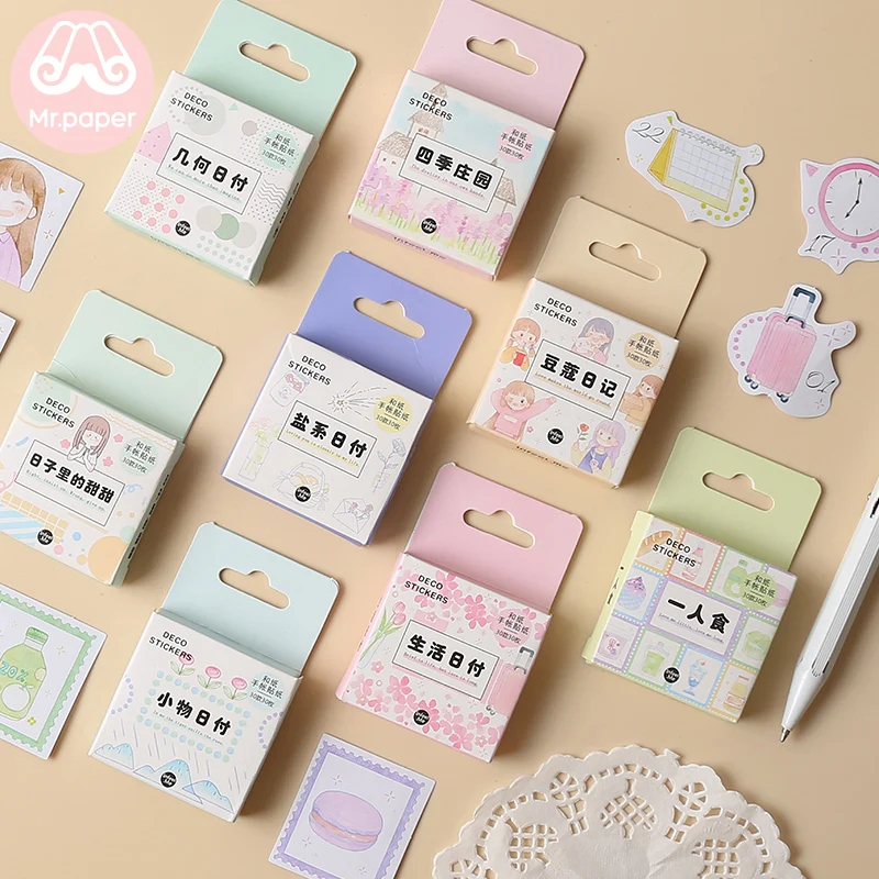 

Mr.paper 30Pcs/box Cute Diary Stickers Scrapbooking Planner Date Mark Series Japanese Kawaii Decorative Stationery Stickers