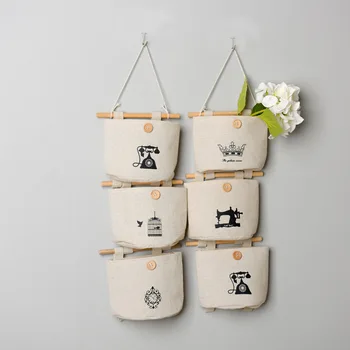 

GQIYIBBEI Wall Hanging Storage Bag Organizer Case 6 Pockets Linen Closet For Kitchen Bathroom Living Room Storage Containers