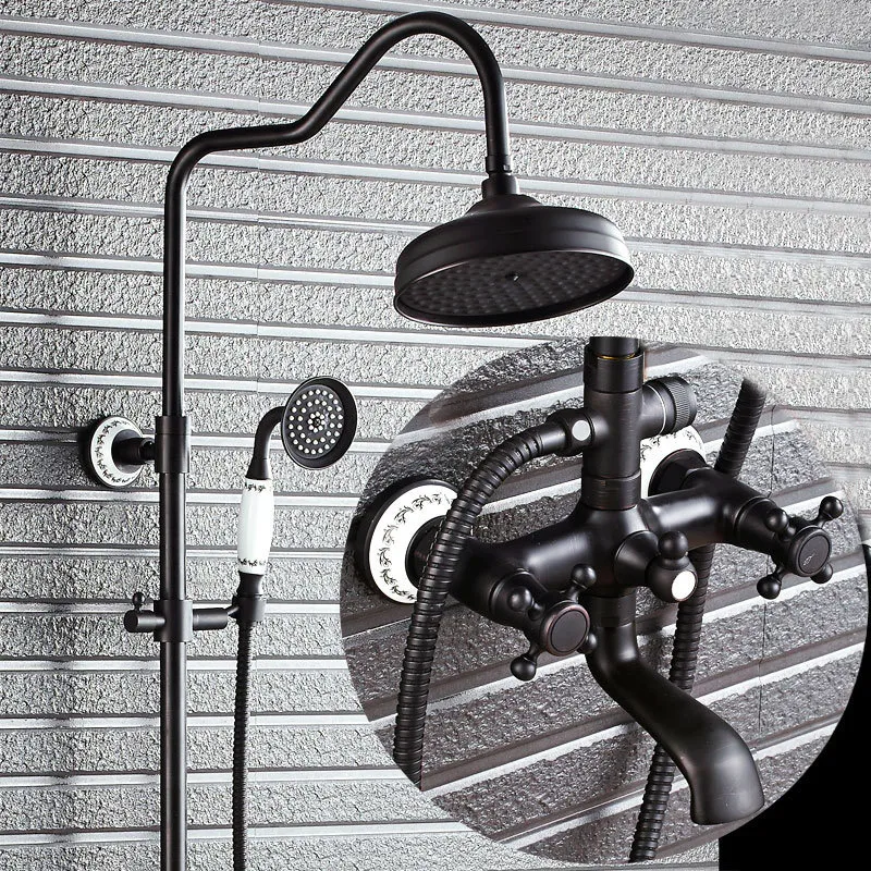 

all copper Black Bronze retro European hot and cold mixer water big shower faucet set Bathroom shower