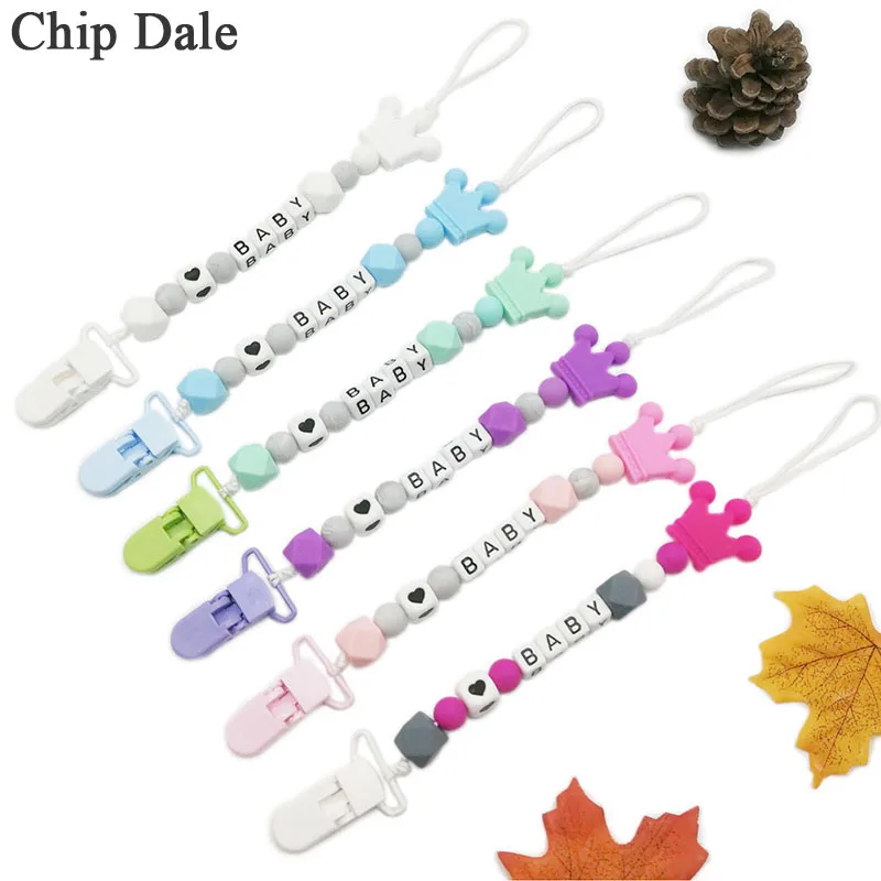 

Chip Dale Personalized Name Silicone Pacifier Chain Pacifier Clips Holder Safe Teething Chain Baby Teether Eco-friendly BPA FREE