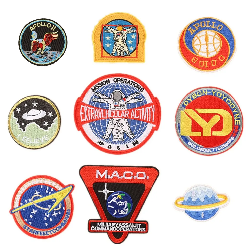 

Cartoon Space Astronaut Apollo Badge Patch Embroidered Sew Iron On Patches Appliques for Jean Jacket Hat