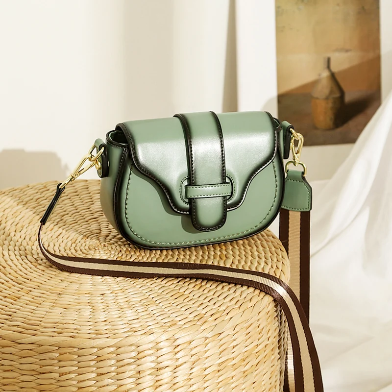 

WOONAM Women Fashion Top Hide Genuine Calf Leather Saddle Shoulder Satchel Cross Body Bag WB955
