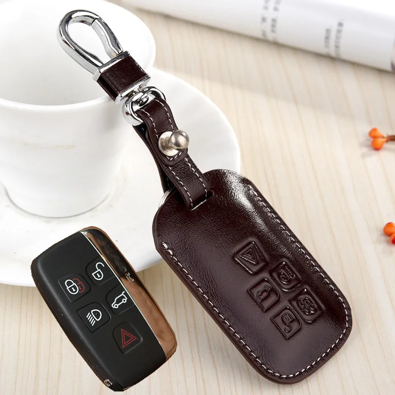 

Leather Key Fob Cover for Land Rover 2016 Range Rover Evoque2015 LR Discovery 4 2017 Freelander Accessories Fob Key Holder Case