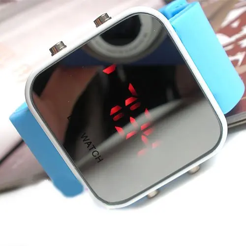 Желе стильный светодиодный цифровой Дата skyblue спортивные силиконовые часы