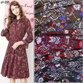 

Chiffon Fabric Plant Printed Clothing Floral printed breathable thick chiffon Dress Scarf Shawl DIY material