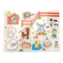 Baby Hand Grasp Knob Pegged Puzzle Wooden Vehicles Cognitive Board Jigsaw Puzzle Toy Kids Early Learning