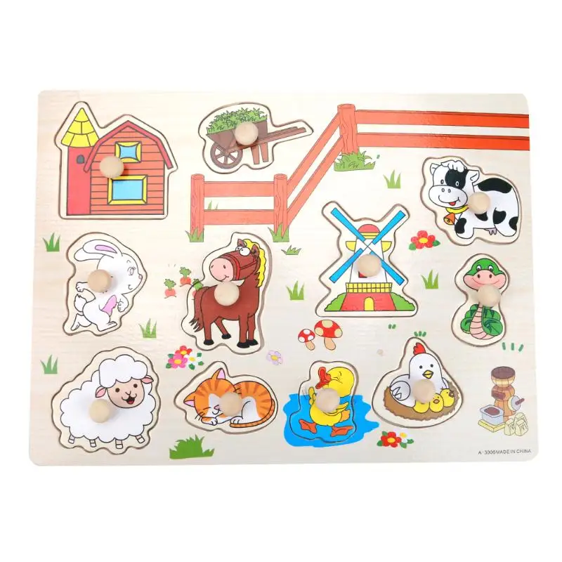 Baby Hand Grasp Knob Pegged Puzzle Wooden Vehicles Cognitive Board Jigsaw Puzzle font b Toy b