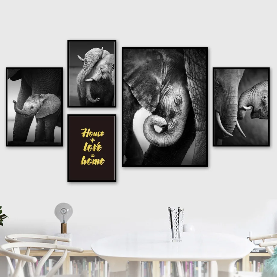 

Elephant Animal Wall Pictures For Living Room Love Wall Art Canvas Painting Nursery Nordic Poster Picture Home Decor Unframed