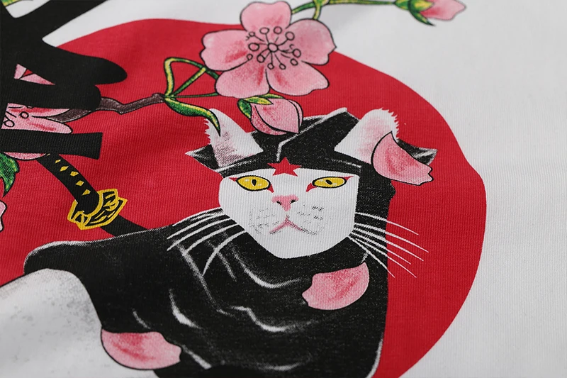 HISTREX Японии письмо Harajuku Cat Короткий рукав для мужчин футболка с принтом веселое Harajuku брендовая одежда 8L6T5