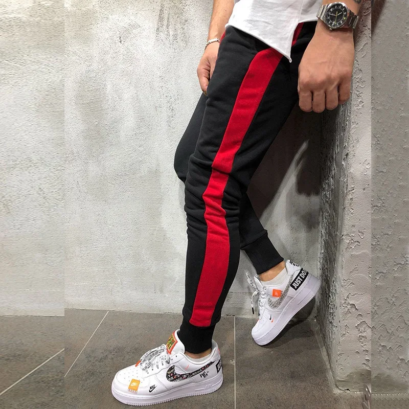 Молодежные свободные спортивные штаны Мужские штаны для бега для спортзала Hombre Мужская спортивная одежда с карманами Беговые брюки бегунов мужские спортивные штаны - Цвет: black red