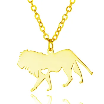

Wholesale Trendy Lion Necklace Stainless Steel Lion Heart Pendant Necklace Fashion Animal Jewellery Gift 12pcs/lot