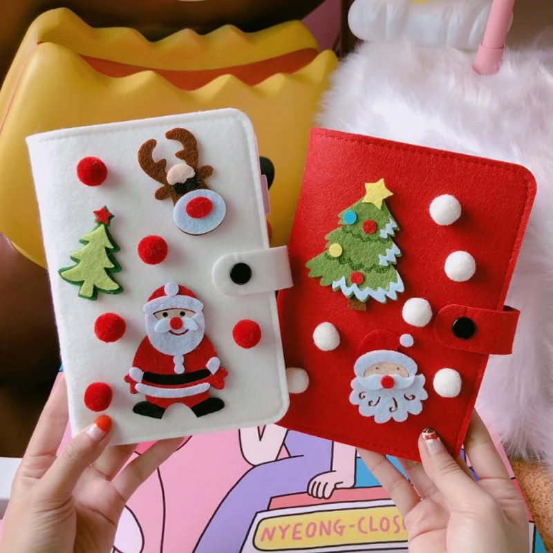 

1 Pcs Cartoon Merry Christmas Tree Elk Snowman Fabric Cover Paper Diary Notebook Planner Notepad Book Schedule Stationery Gifts