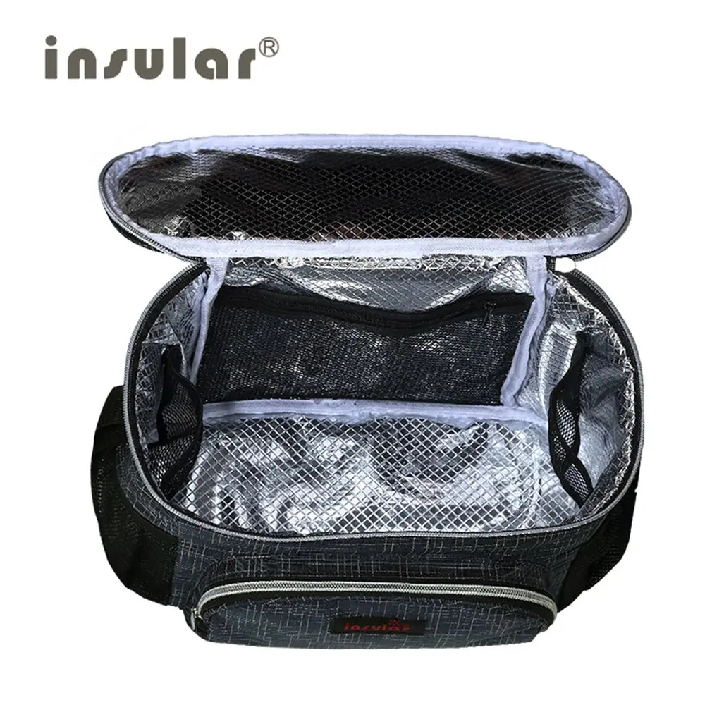 

INSULAR Multifunctional Large -Capacity Inner Heat Preservation Baby Stroller Waterproof Handbag For Outdoor Mother Bag Portable