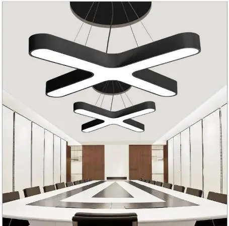 Simple creative led wrought iron chandelier office modern lighting cross shape style art building lamp | Лампы и освещение