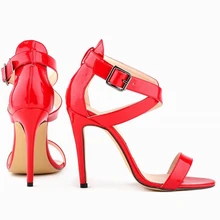 35-42 Sexy Cross Tie Open Toe Sandals 2016 Brand Red Bottoms Customized High Heels Shoes Woman Summer Shoes