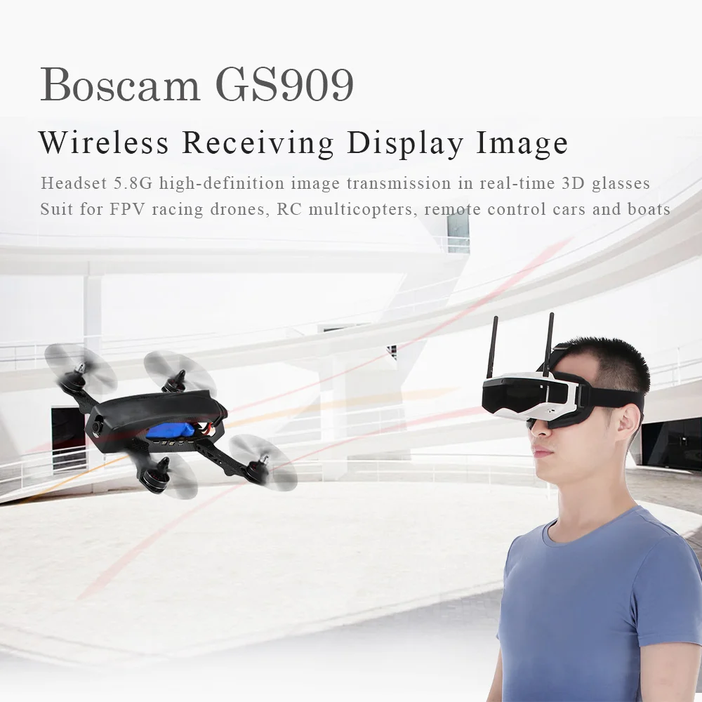 Boscam GS909 FPV очки 5,8G 32CH 3D видео очки с двойной передающей линзой 2D/3D для гоночного квадрокоптера QAV250 для AOMWAY
