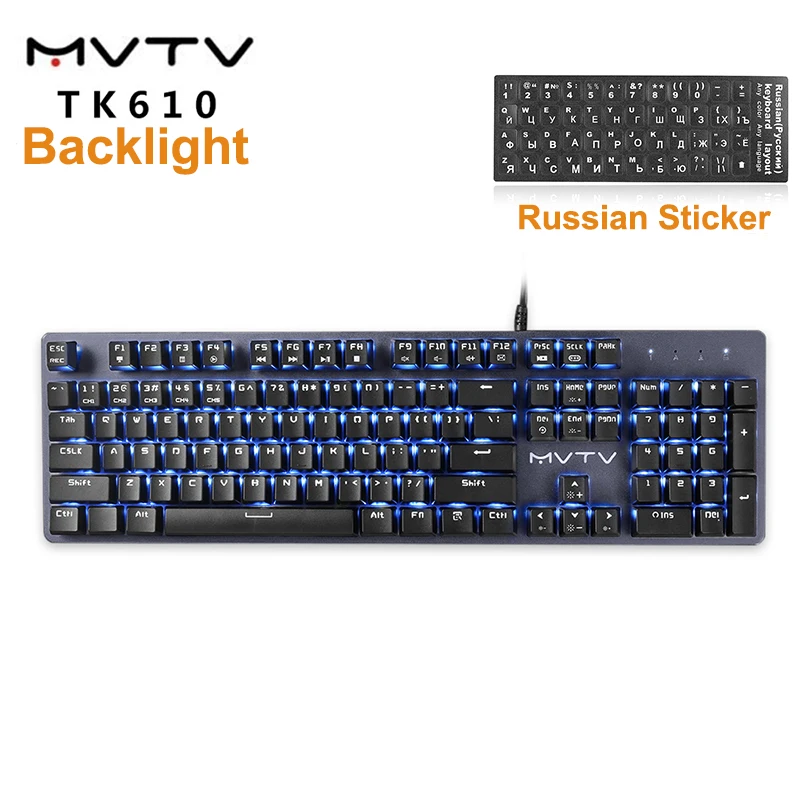 

Original MVTV TK610 Wired Mechanical Gaming Keyboard 0.2ms IPX8 Waterproof LED Backlight 104 Keys Professional Gaming Keyboards