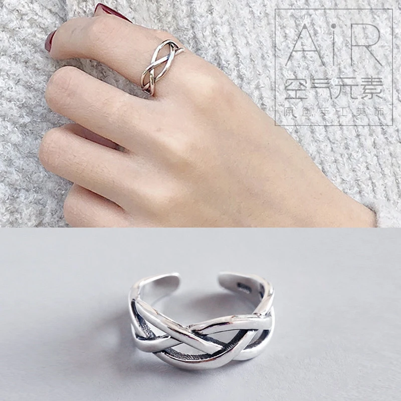 

Bohemian Vintage 925 Sterling Silver Cross Rings For Women Punk Big Antique Open Rings Statement Finger Jewelry