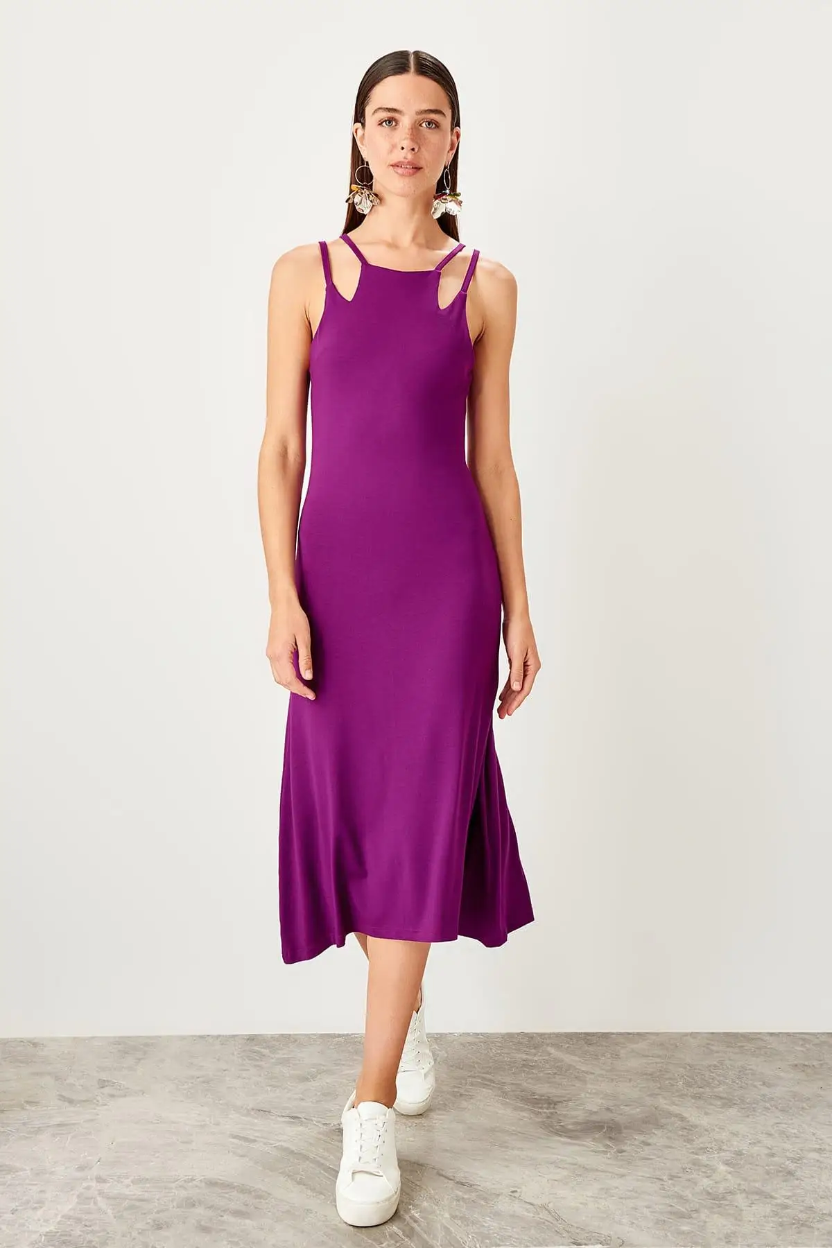 

Trendyol Purple Halter Knitted Dress TWOSS19VG0329