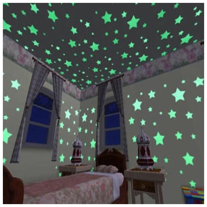 

100 x stars Sticker Phosphorescent Sticker Wall Sticker for Bebe Bedroom Window Wall Ceiling Sticker