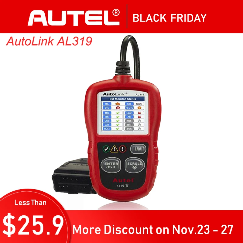 

Autel AL319 OBD2 Scanner Car Code Reader Automotive OBDII Scaner Auto Diagnostic Scan Tool Fault Reader Diagnostics Scanner