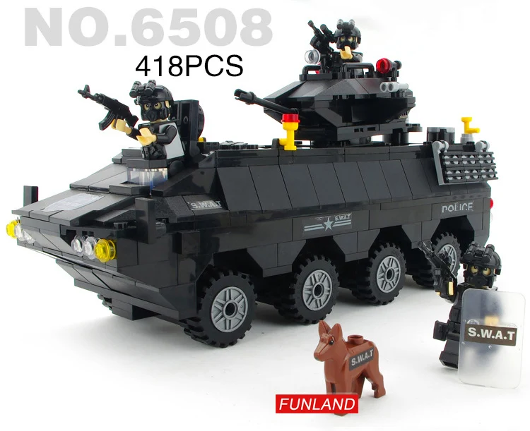 Город супер полицейский командный блок пост Полицейский спецназ собака batisbrick minifigs вертолет Hummer Jeep бронированный автомобиль корабль кирпичная игрушка