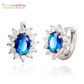 

Yunkingdom Blue Cubic Zirconia Fashion Hoop Earrings for Women Jewelry Wholesale
