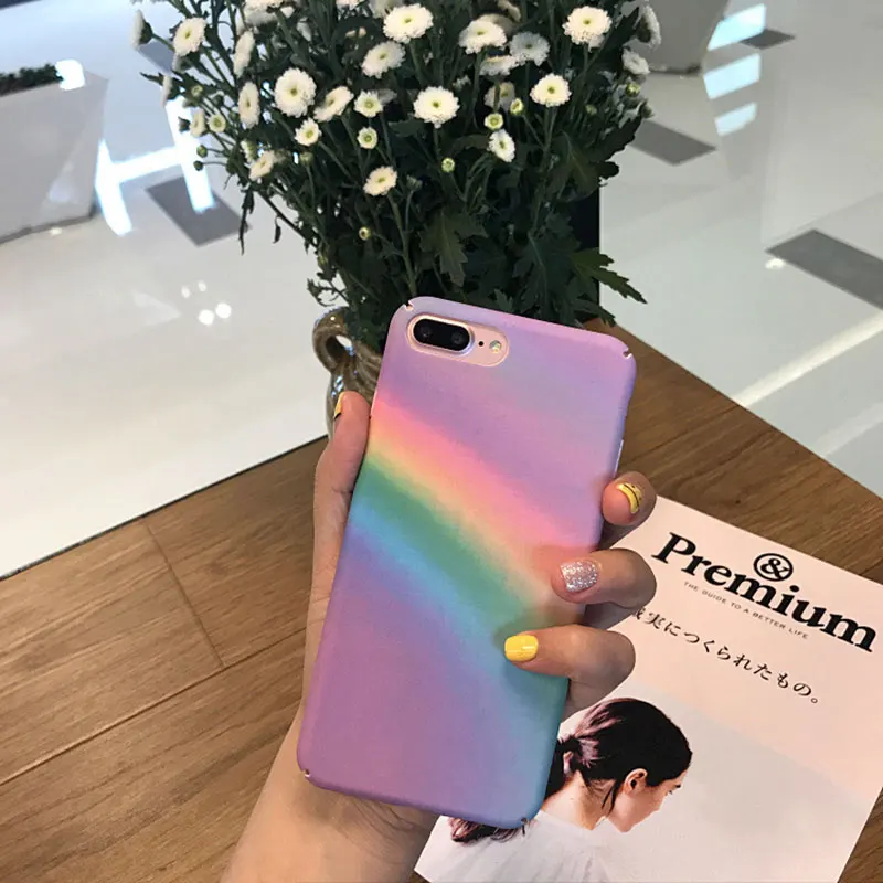 

Boucho Gradient Rainbow Phone Cases For iphone 7 7 Plus Case Colorful Abstract Art Painted Back Cover For iphone 6 6s plus Case