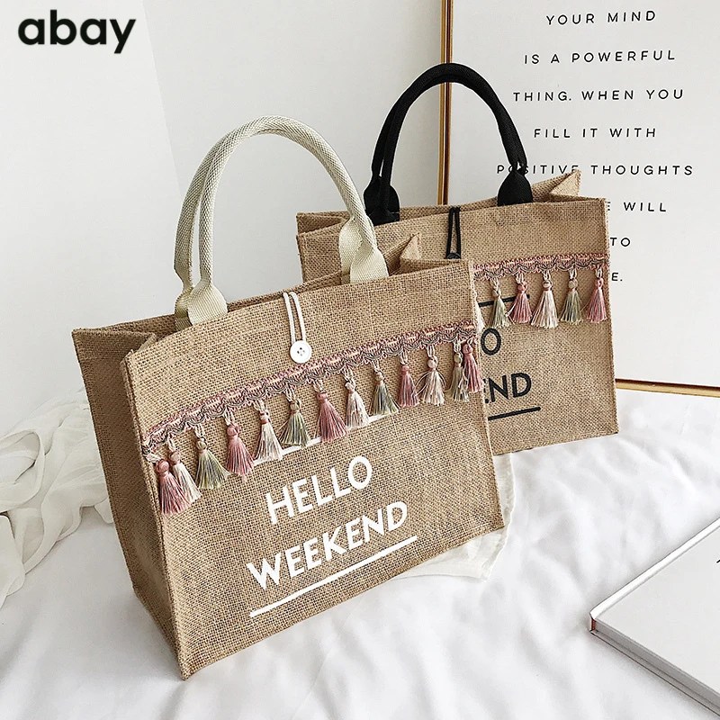 

Cotton and linen Shopping Bag Reusable Soild Extra Large Tote Grocery Bag Eco Environmental Shopper Shoulder Bags For Young Girl